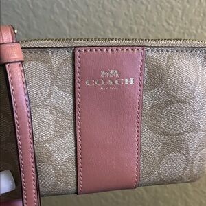 Coach Wristlet Pink and Tan Clutch EUC